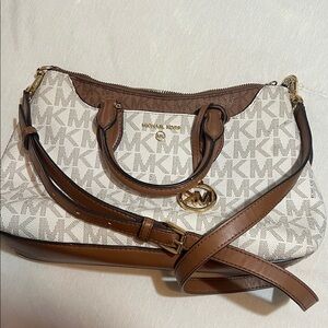Michael Kors Signature Brown and Cream Satchel